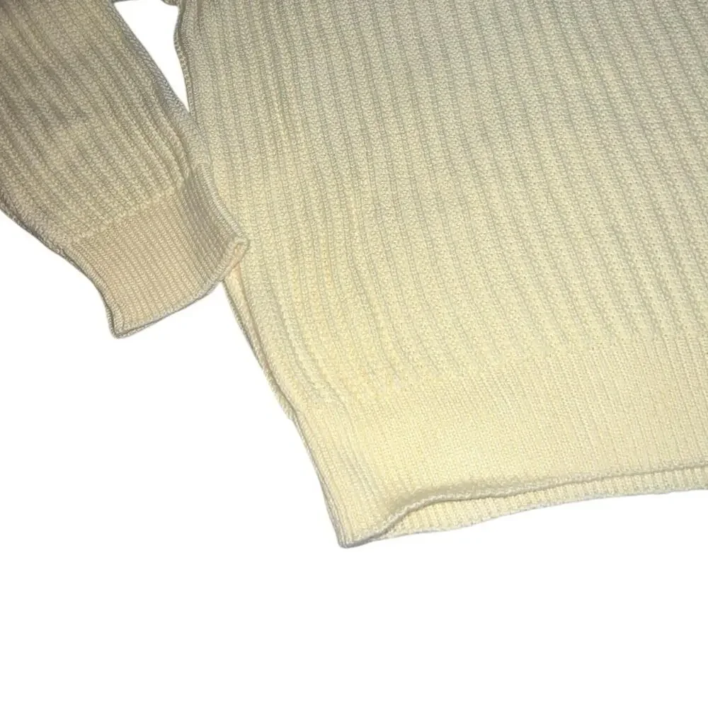 Saks Fifth Ave vintage yellow ribbed knit crewneck cotton preppy sweater men SM
